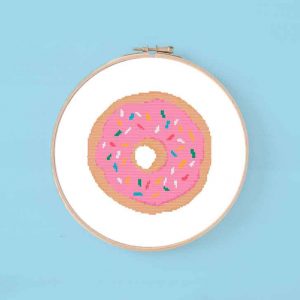 pink sprinkle donut cross stitch