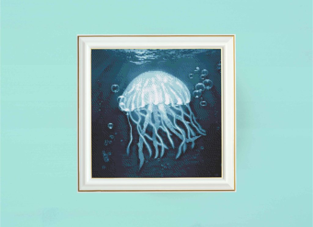 blue jellyfish cross stitch pattern