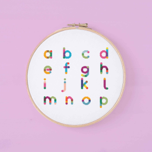lowercase alphabet letters - colorful cross stitch font