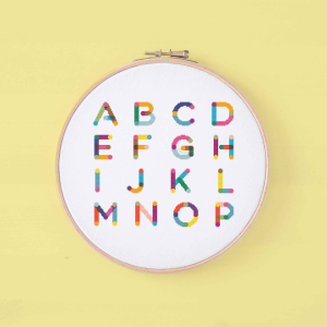 uppercase alphabet letters - colorful cross stitch font
